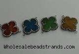 NGC6545 35*35mm flower agate gemstone connectors wholesale
