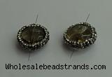 NGC6580 18mm - 20mm flat round smoky quartz connectors wholesale