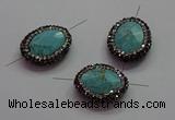 NGC7533 18*22mm - 20*25mm faceted oval turquoise connectors