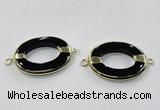 NGC888 30*40mm oval black agate connectors wholesale