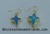 NGE341 13*18mm - 15*20mm cross druzy agate earrings wholesale