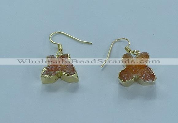 NGE354 10*14mm - 12*16mm butterfly druzy agate earrings wholesale