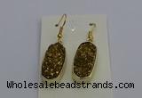 NGE5132 10*22mm - 12*25mm freeform plated druzy quartz earrings