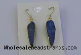 NGE5158 8*25mm flat teardrop blue kyanite earrings wholesale