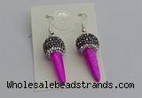 NGE5165 10*30mm faceted cone white howlite turquoise earrings
