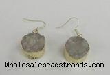 NGE70 18mm coin druzy agate gemstone earrings wholesale