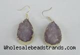 NGE95 20*30mm teardrop druzy agate gemstone earrings wholesale