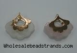 NGP1070 8*25*28mm rose quartz pendants with brass setting