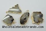 NGP1146 25*35mm - 40*60mm freeform agate pendants with brass setting