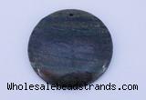 NGP155 2pcs 45mm flat round fashion long spar stone pendants