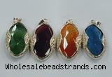NGP1566 11*32*58mm marquise agate with brass setting pendants