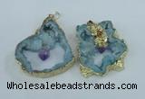 NGP1954 30*40mm - 45*55mm freeform druzy agate & amethyst pendants