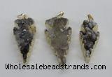 NGP1987 15*40mm - 20*50mm arrowhead druzy agate pendants