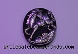 NGP2015 38*45mm carved silver plated matte black obsidian pendants