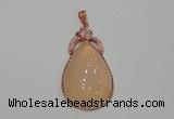 NGP2138 27*50mm agate gemstone pendants with crystal pave alloy settings