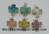 NGP2403 25*26mm - 27*28mm cross druzy agate pendants wholesale