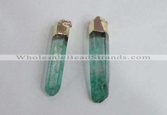 NGP2422 10*45mm - 12*55mm sticks dyed white crystal pendants