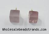 NGP2781 10*12mm - 12*14mm cube rose quartz gemstone pendants