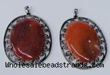 NGP2971 50*60mm oval agate gemstone pendants wholesale