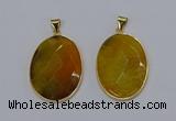 NGP3292 33*45mm faceted oval agate gemstone pendants wholesale