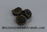 NGP3417 14mm - 16mm coin druzy agate gemstone pendants