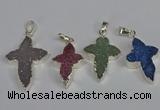 NGP3452 18*25mm - 22*30mm cross druzy agate gemstone pendants