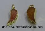 NGP3604 15*30mm - 18*40mm wing-shaped druzy agate pendants