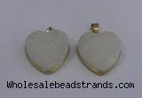 NGP4021 20*20mm heart druzy quartz gemstone pendants