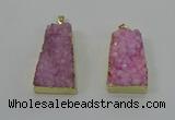 NGP4124 22*35mm - 24*40mm trapezoid druzy quartz pendants wholesale