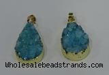 NGP4196 18*25mm - 18*28mm flat teardrop druzy quartz pendants
