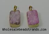 NGP4224 16*25mm - 18*25mm rectangle druzy quartz pendants wholesale