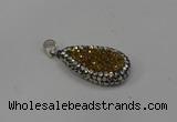 NGP4275 14*23mm flat teardrop plated quartz pendants wholesale