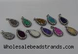 NGP4282 14*23mm flat teardrop plated quartz pendants wholesale