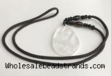 NGP5590 White crystal freeform pendant with nylon cord necklace