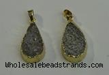 NGP6078 15*25mm – 18*30mm flat teardrop druzy agate pendants