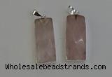 NGP6181 14*30mm - 15*38mm faceted rectangle rose quartz pendants