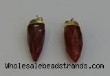 NGP6242 12*28mm - 15*30mm faceted bullet red rabbit hair pendants