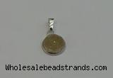NGP6278 14mm flat round druzy agate gemstone pendants wholesale