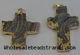 NGP6282 40*45mm - 35*55mm cross druzy agate pendants