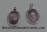 NGP6353 25*30mm oval light amethyst pendants wholesale