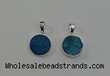 NGP6513 15mm - 16mm coin druzy agate pendants wholesale