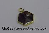 NGP6806 24*25mm hexagon amethyst gemstone pendants wholesale