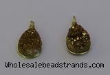 NGP6935 13*18mm - 15*20mm flat teardrop plated druzy quartz pendants