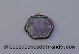NGP7112 30*30mm hexagon light amethyst pendants wholesale