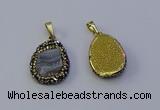 NGP7151 20*25mm freeform druzy agate pendants wholesale