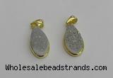 NGP7179 10*20mm flat teardrop plated druzy quartz pendants