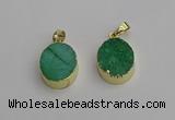 NGP7200 15*20mm oval druzy quartz pendants wholesale