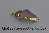 NGP7401 22*30mm - 25*40mm arrowhead plated druzy quartz pendants