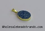 NGP7493 15*20mm oval plated druzy agate gemstone pendants