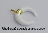 NGP7515 35*38mm horn white porcelain pendants wholesale